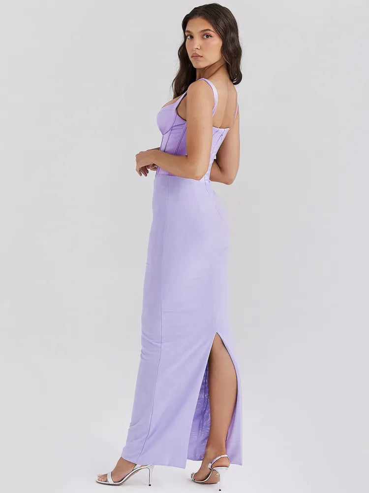 שמלת מקסי רשת בעיצוב מחוך סאטן - Mariam