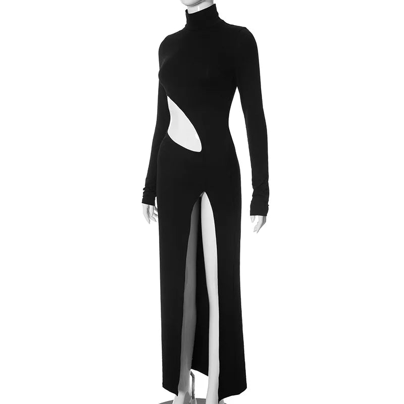 שמלת ערב מקסי גולף שסע עמוק בעיצוב פתחים - אלאי