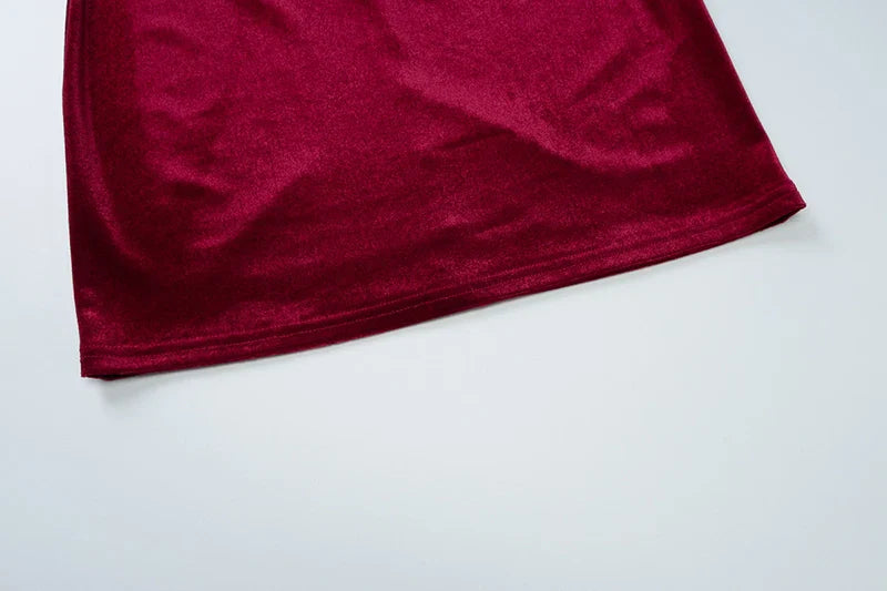 שמלת מיני סטרפלס קטיפה - דורין