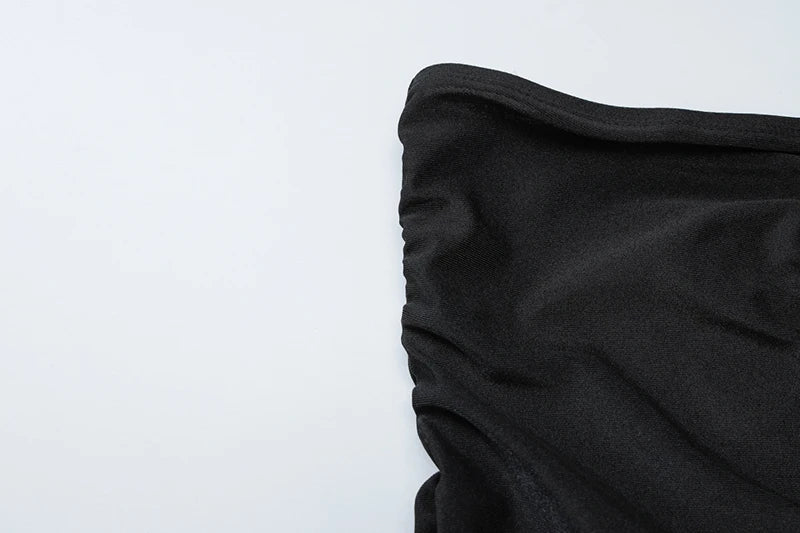 שמלת מקסי סטרפלס כיווצים בעיטור אבזם - מייס