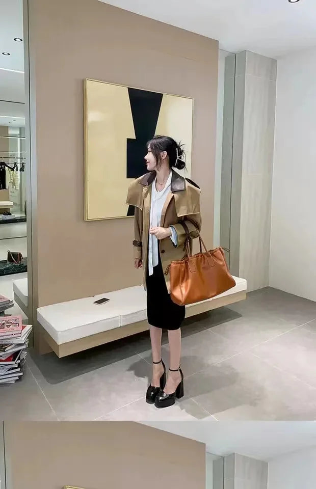 נעלי עקב בובה בד דמוי עור - מרי לו