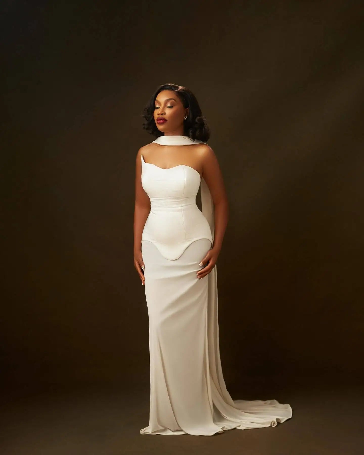 שמלת מקסי סטרפלס בעיצוב שיפון - Genesis