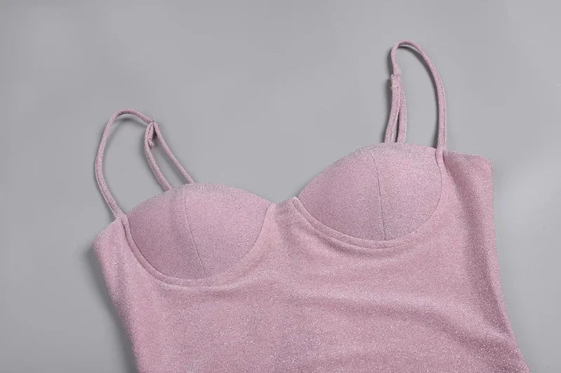 שמלת מקסי נצנצים בעיצוב שסע בעיטור כפפות - Daphne