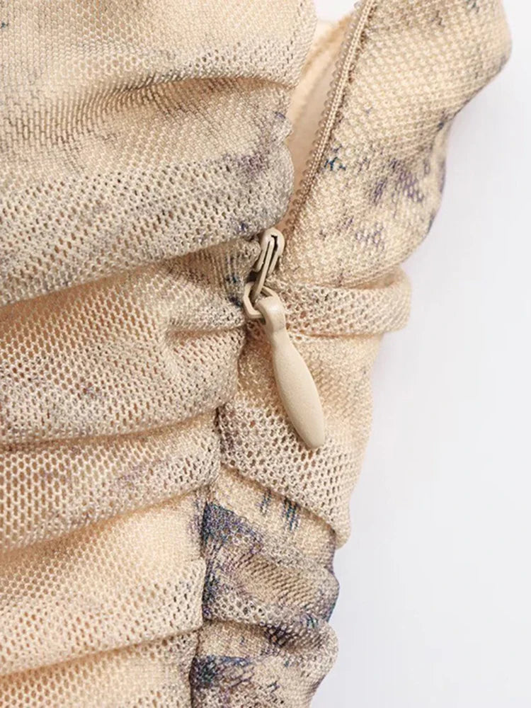 שמלת מקסי שיפון כיווצים כתפיות ספגטי בצבעי אומברה - אוליביה