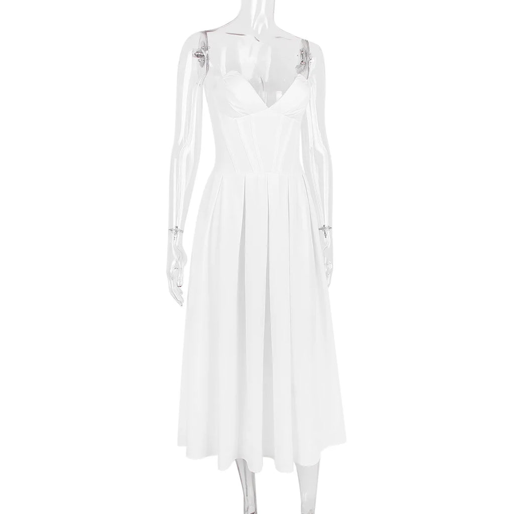 שמלת מידי סטרפלס בשילוב כיסים - פאני