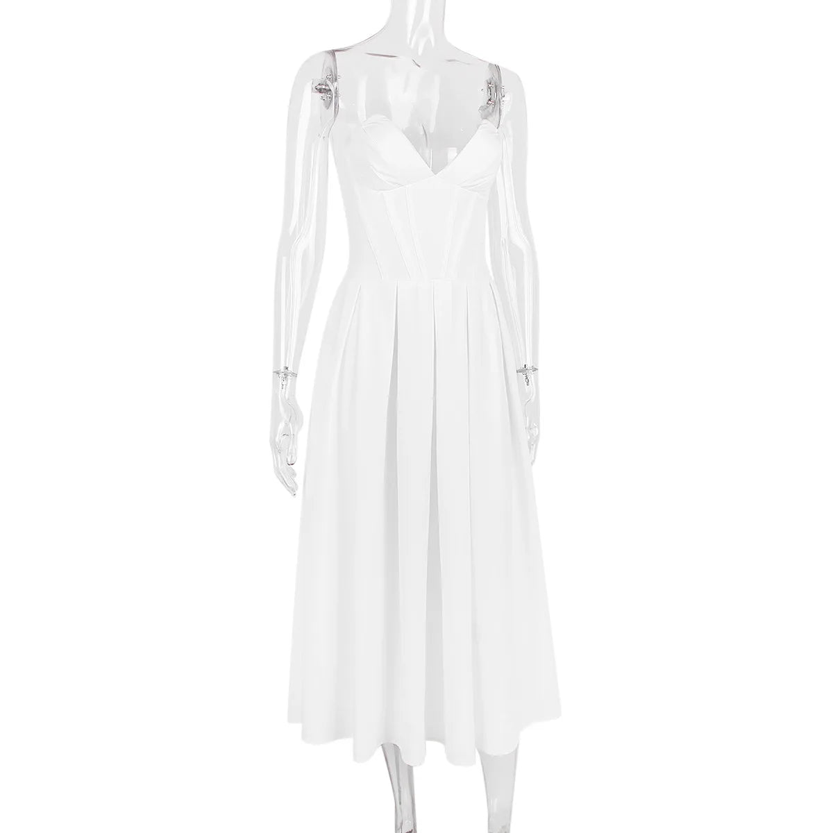 שמלת מידי סטרפלס בשילוב כיסים - פאני