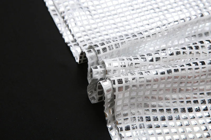 שמלת מקסי קולר גב פתוח בעיצוב רבועים מנצנצים - קייסי