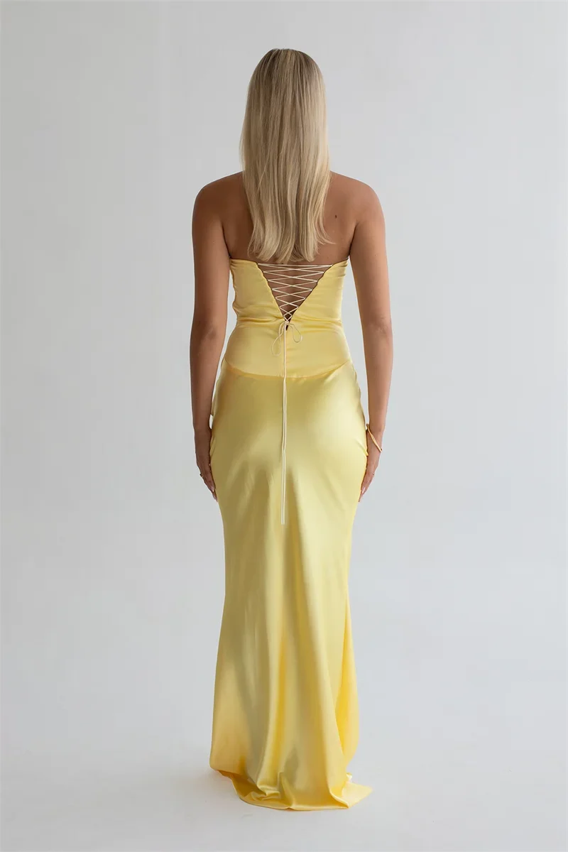Strapless maxi dress with a back tie - ELINA