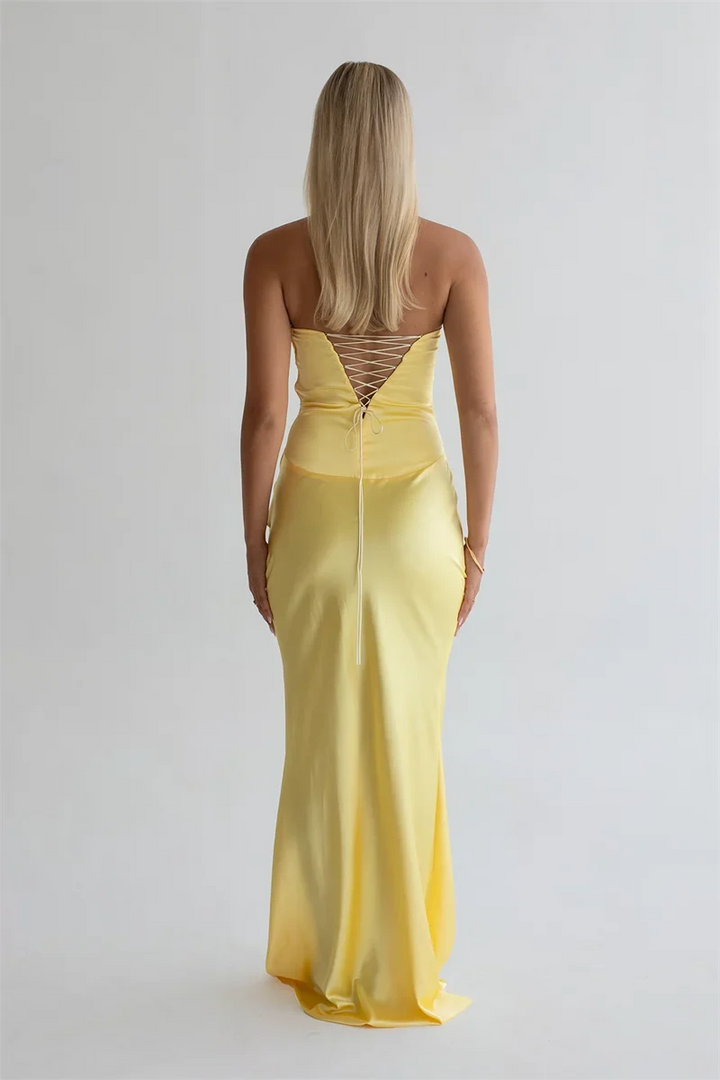 Strapless maxi dress with a back tie - ELINA