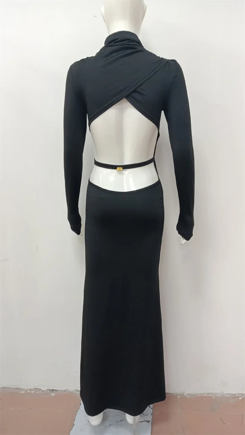 Open back maxi dress with buckle decoration - TAHIL