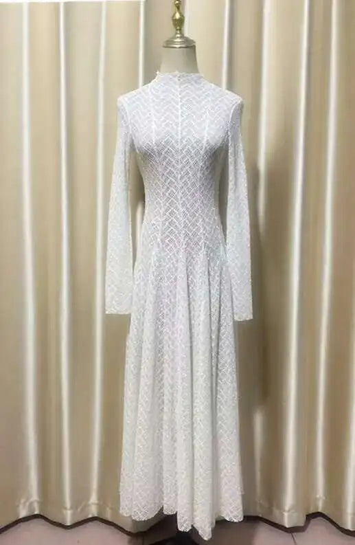 שמלת מקסי ערב יוקרתית בעיצוב ארוג בגזרת A - ליבי