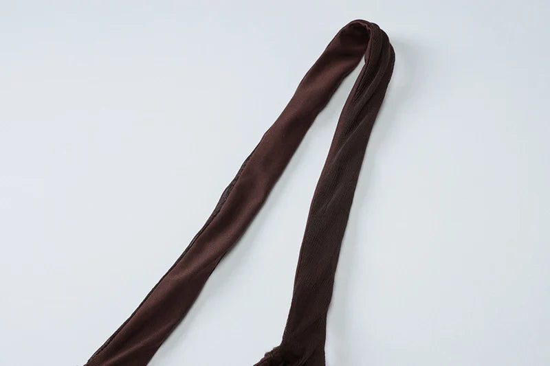 שמלת מקסי סאטן כיווצים בעיצוב רשת בחלק העליון גב פתוח - Arya