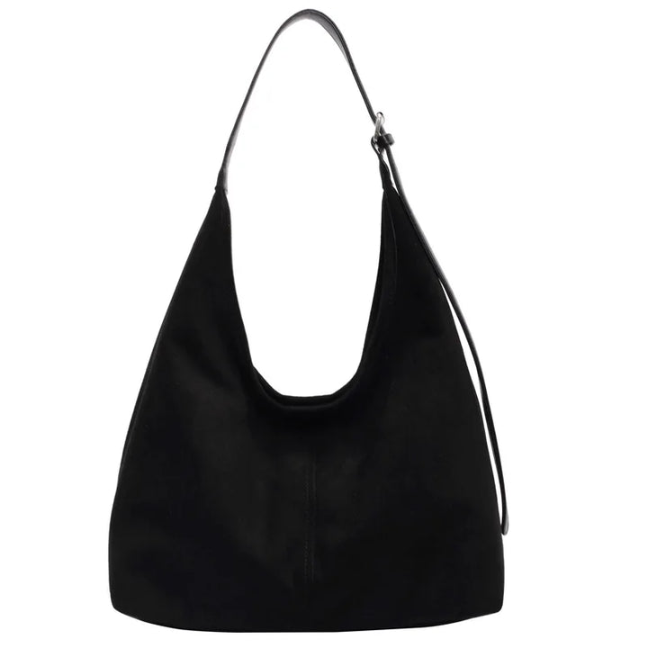 Suede bag with retro design