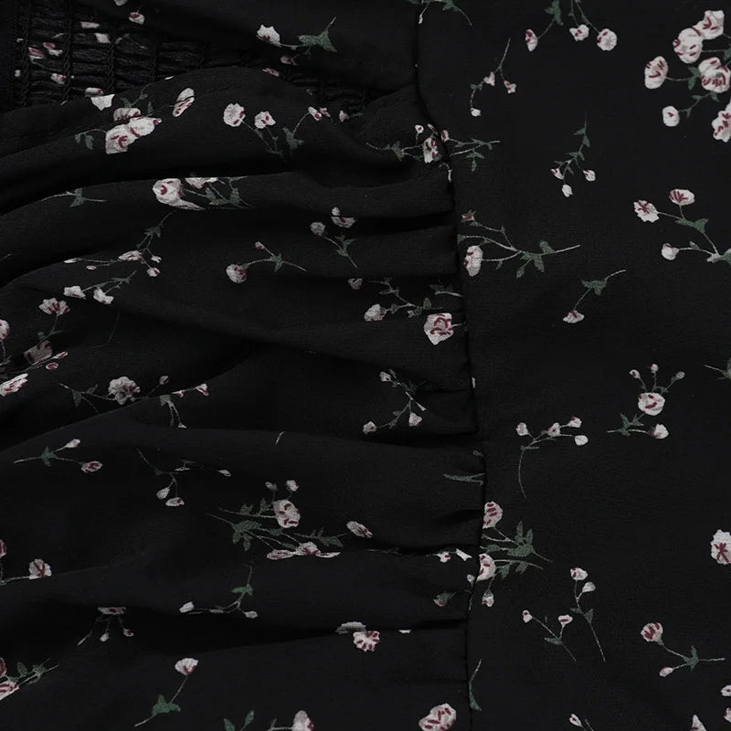 שמלת מיני מלמלה פרחונית שרוולים נפוחים סטייל כפרי - היידי