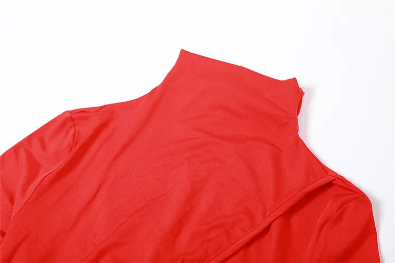 שמלת מקסי אלגנטית צווארון גולף פתוחה בבטן - רוג'ו