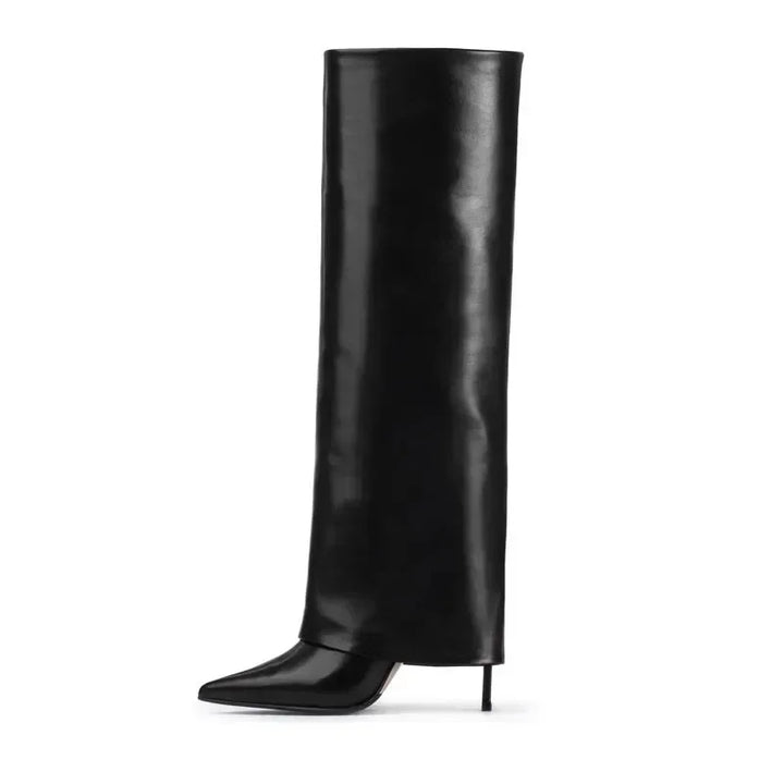 Genuine leather/imitation leather high pointed heel boots - Amaya