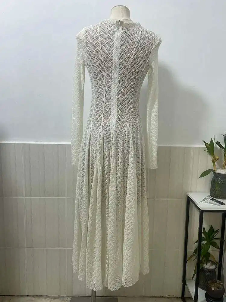 שמלת מקסי ערב יוקרתית בעיצוב ארוג בגזרת A - ליבי