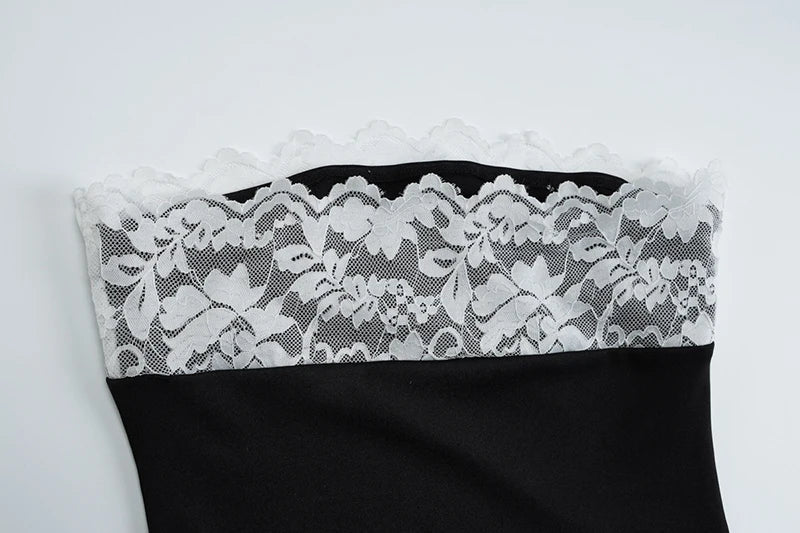 שמלת מיני סטרפלס בעיטור תחרה - מלי