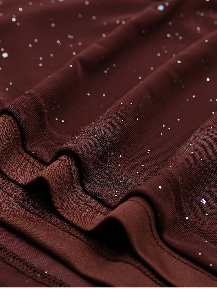 שמלת מקסי נצנצים בעיצוב כתפיים חשופות שרוולי פעמון - מרגריטה