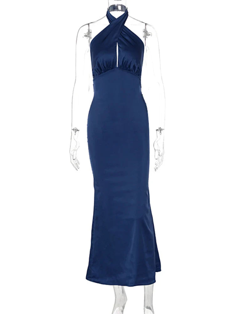 שמלת מקסי אלגנטית בעיצוב קרוס גב פתוח - רייצ'ל