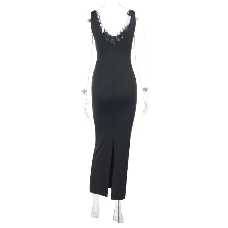 שמלת מקסי צמודה בעיטור תחרה - מיליס