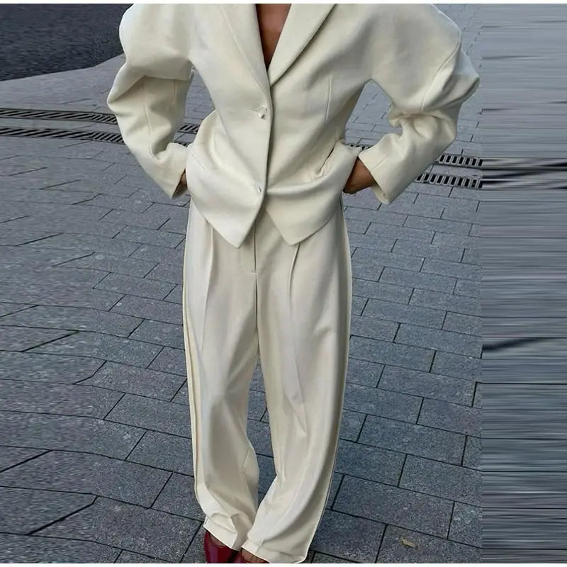 חליפת משי שני חלקים מחויטת מכנסיים ובלייזר - מורל