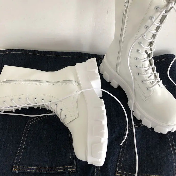 Faux leather rain boots with lace-up design - Martin