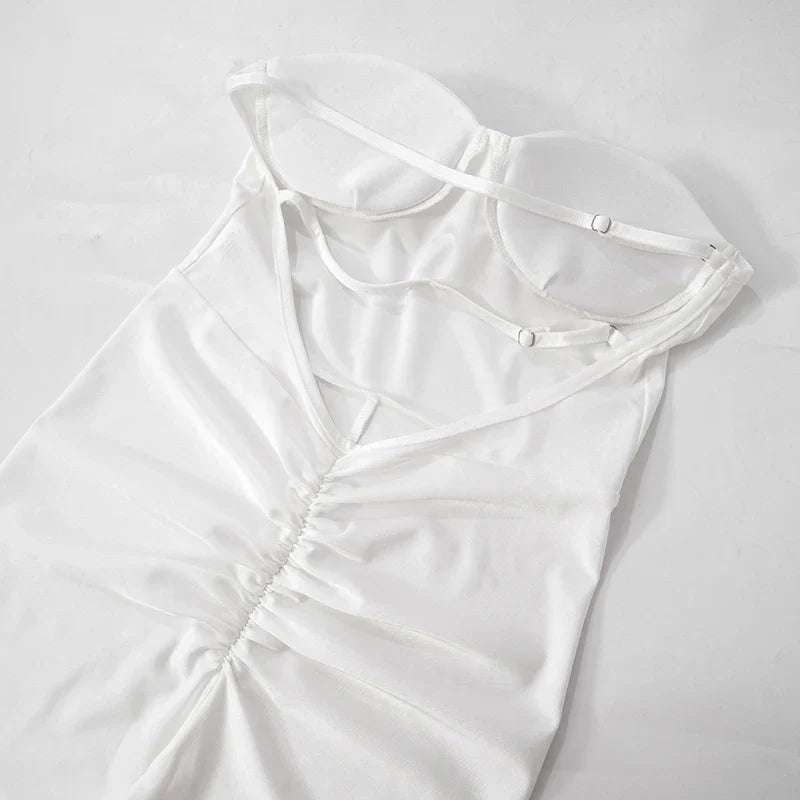 אוברול סטרפלס בד מבריק ומחטב - Lorelai