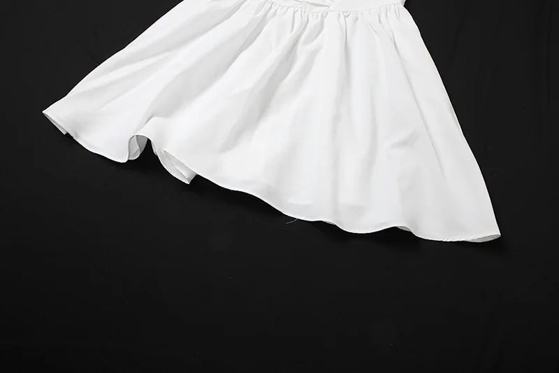 שמלת מיני לבנה בגזרת A בעיצוב כפרי - AYLIN