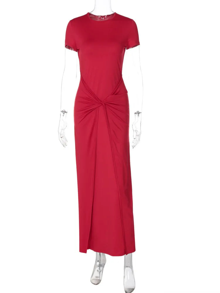 שמלת מקסי כיווצים בעיצוב קרוס - שיילה