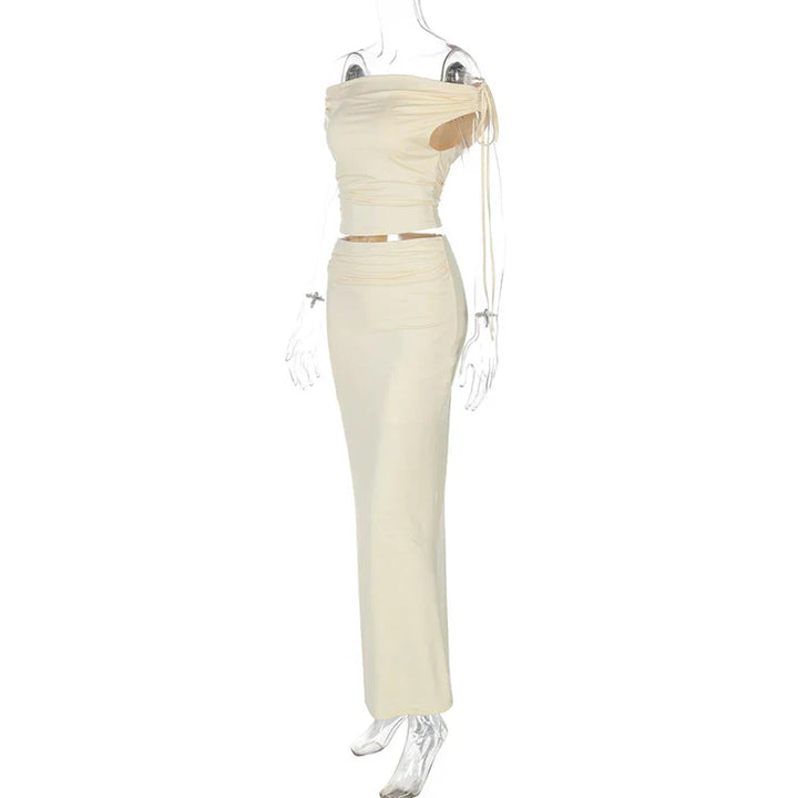 Two-piece set, maxi skirt and off-shoulder top - Yanai
