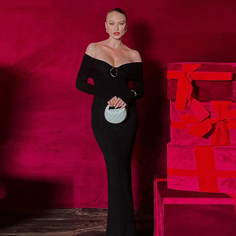 שמלת מקסי כתפיים חשופות - סבין