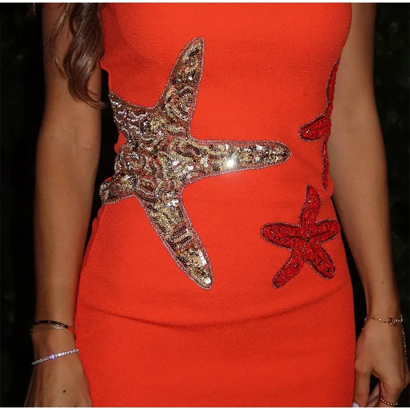 שמלת מיני בעיטור כוכבי ים פייטים - Daisy