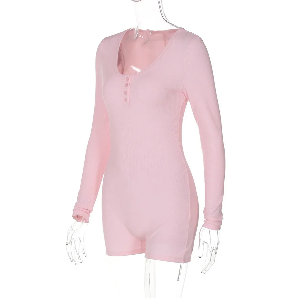 אוברול חלק אחד סרוג בעיטור כפתורים - Lauren