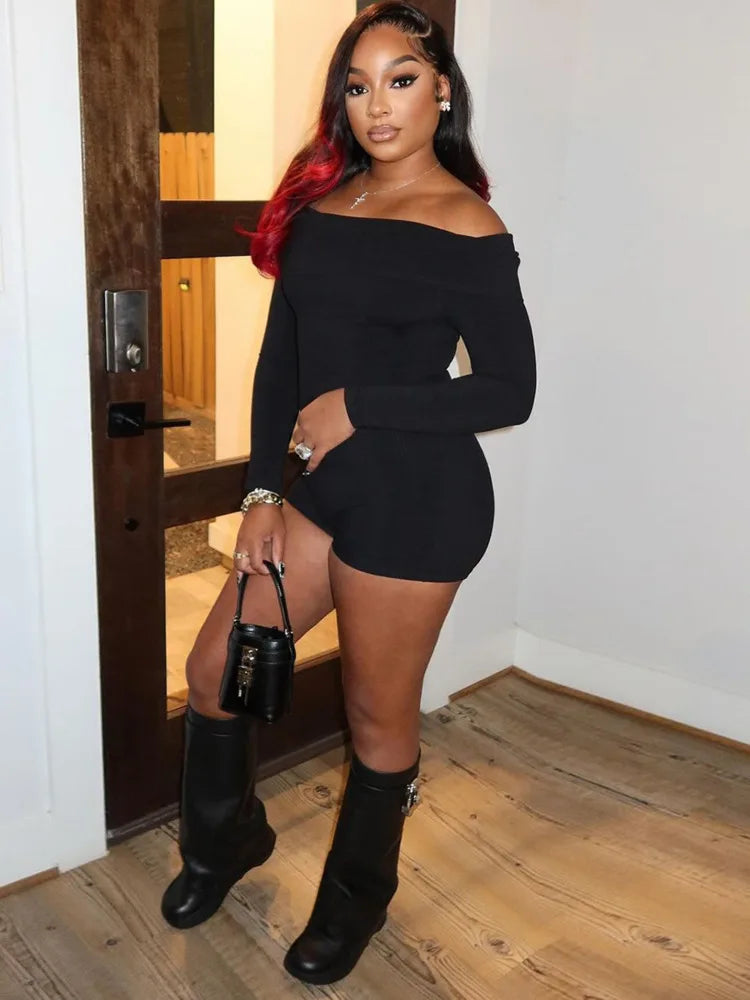 חליפת חלק אחד סרוגה כתפיים חשופות - מיי