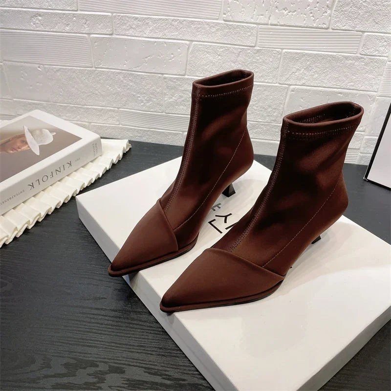 Silk satin pointed toe boots - Liran
