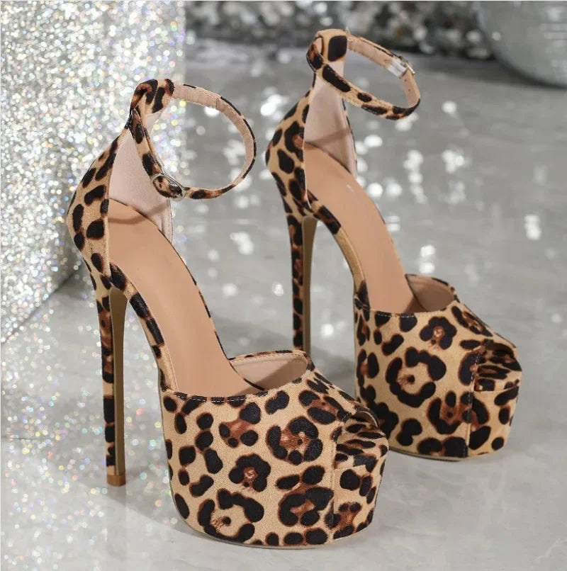 סנדלי עקב זמש הדפס מנומר - טייגר