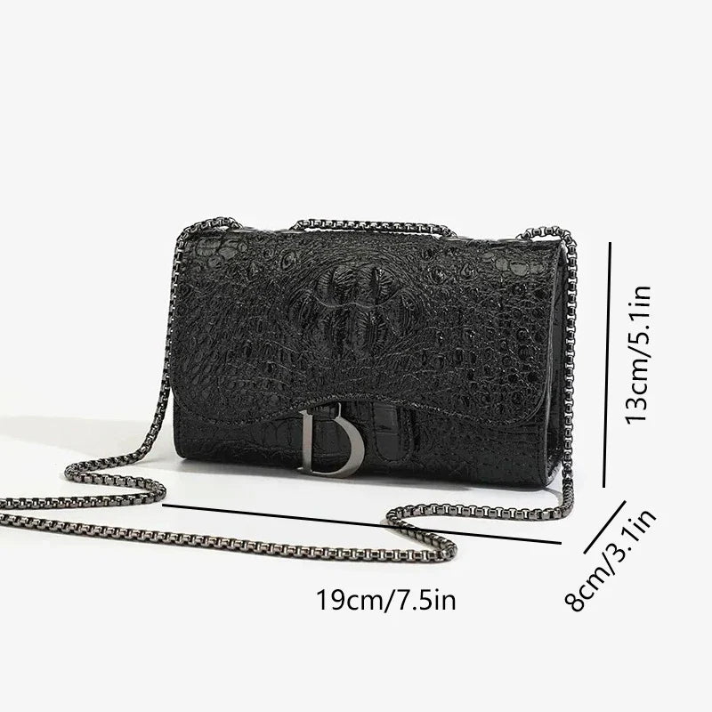 Glitter faux leather bag with D design