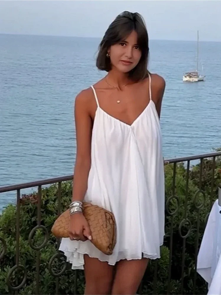 שמלת מיני שיפון מלמלה גב פתוח - פנלופה