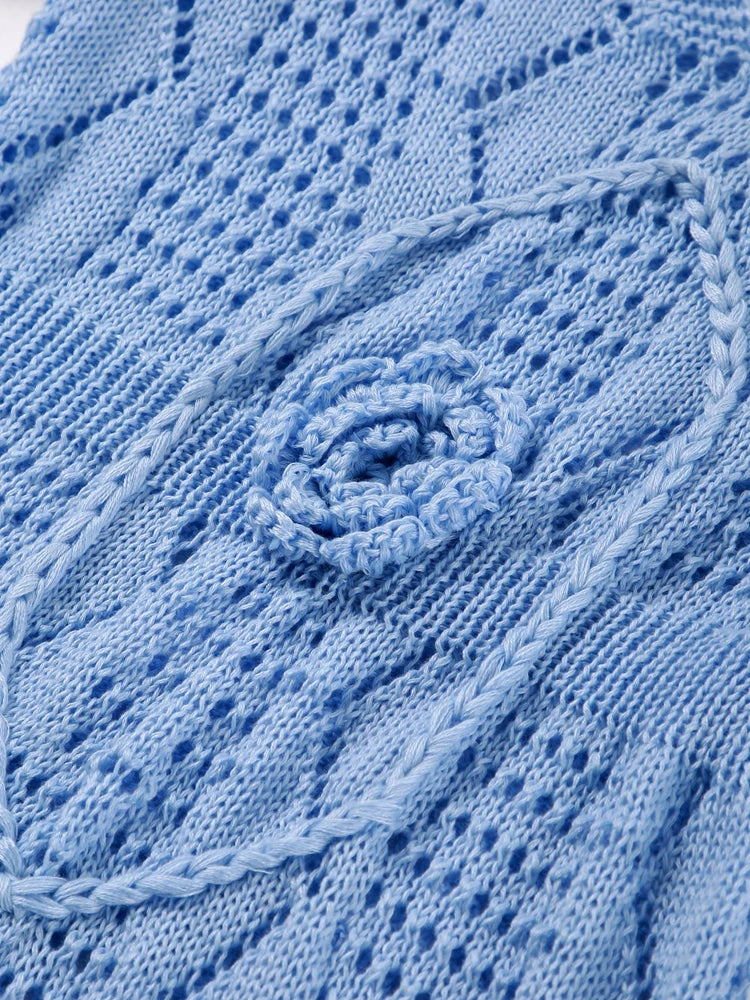 שמלת מקסי חוף סרוגה בעיטור פרח - Beatrice