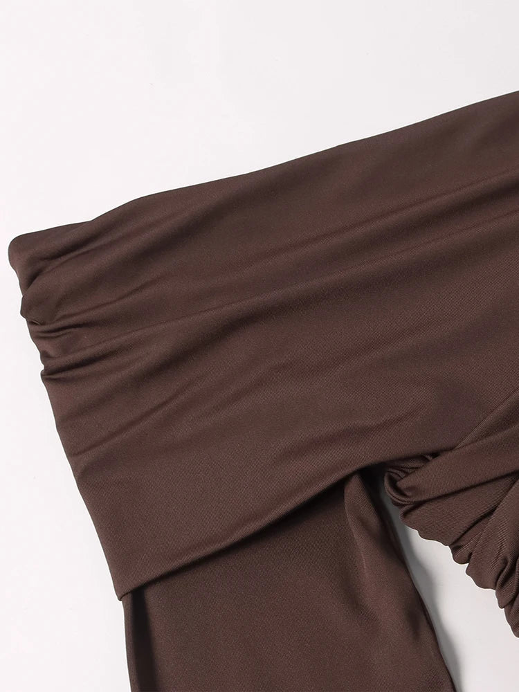 שמלת מקסי כיווצים בעיצוב כתף חשופה - שראלה