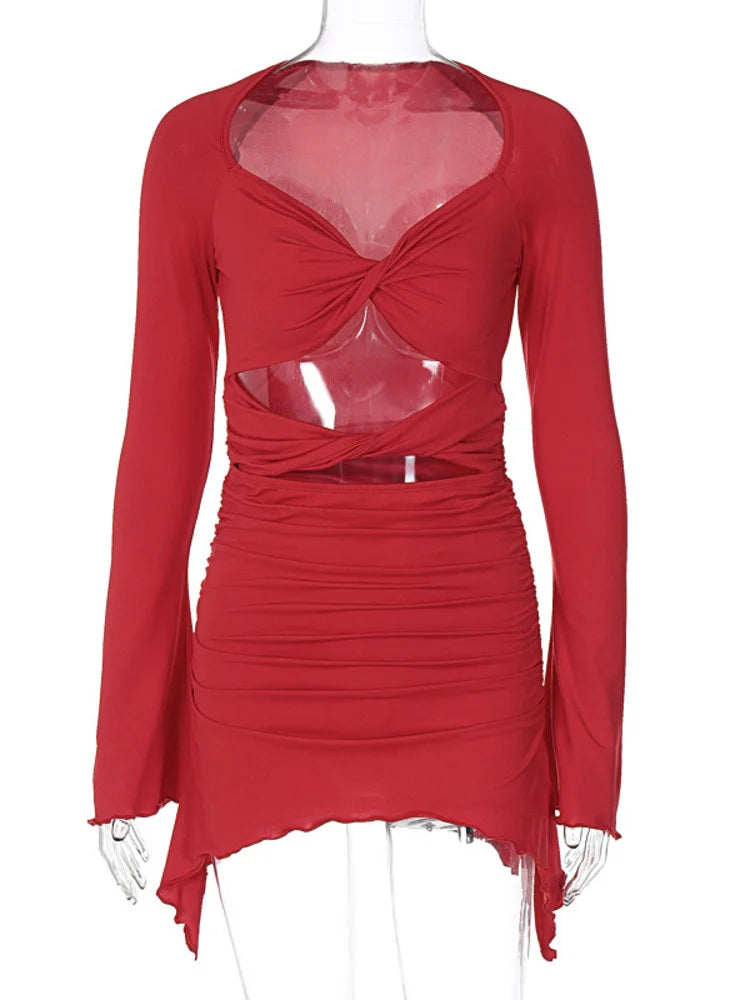 שמלת מיני בעיצוב אסימטרי ופתחים - LOLITA