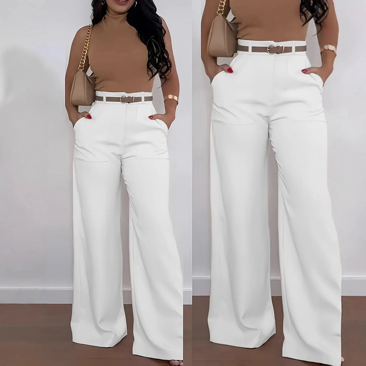 High-waisted wide-leg pants, tailored style 