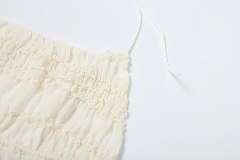 סט שני חלקים בעיצוב שיפון וכיווצים טופ קשירה וחצאית מקסי - אורורה