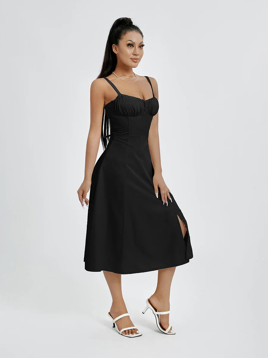 שמלת מידי קיצית בעיצוב כפרי בעיטור שסע - אלדורי