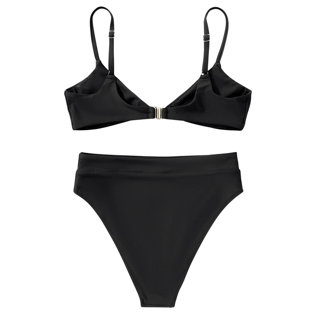 ביקיני תחתון גזרה גבוהה מחטב חזייה בקישוט קשר למראה מוצמד ומורם - שריל