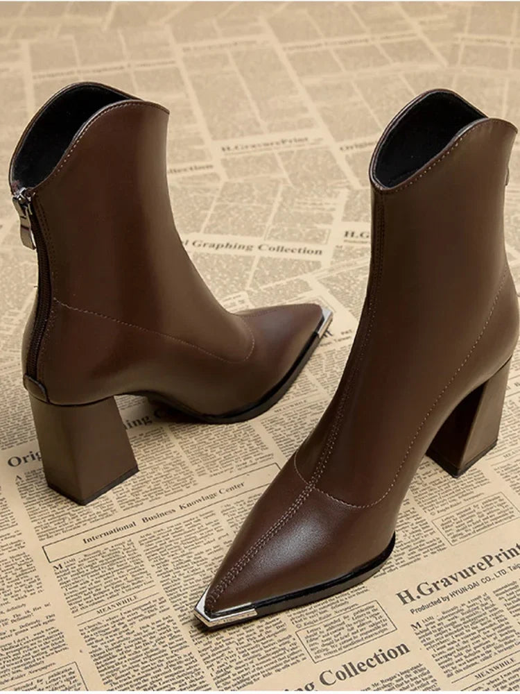 Faux leather pointed heel boots - Max