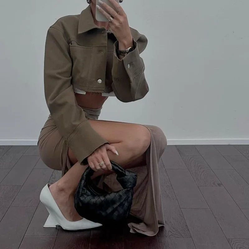 חצאית מקסי שסע עמוק בקישוט פרחים - אלמה