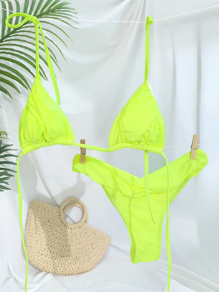 Triangle swimsuit, scrunch, tie-up, Brazilian bottom - Starcy