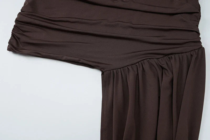 שמלת מיני כיווצים בעיצוב אסימטרי בעיטור שובל - ג'יי